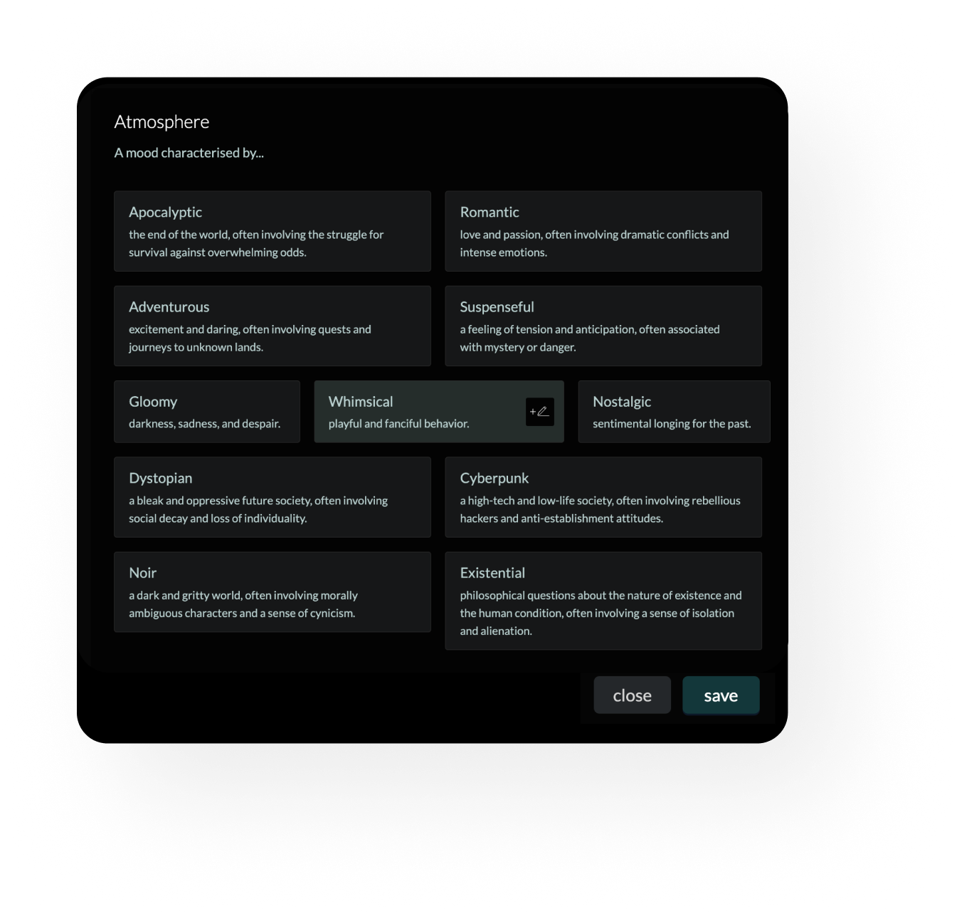 Mobile view of character customization feature